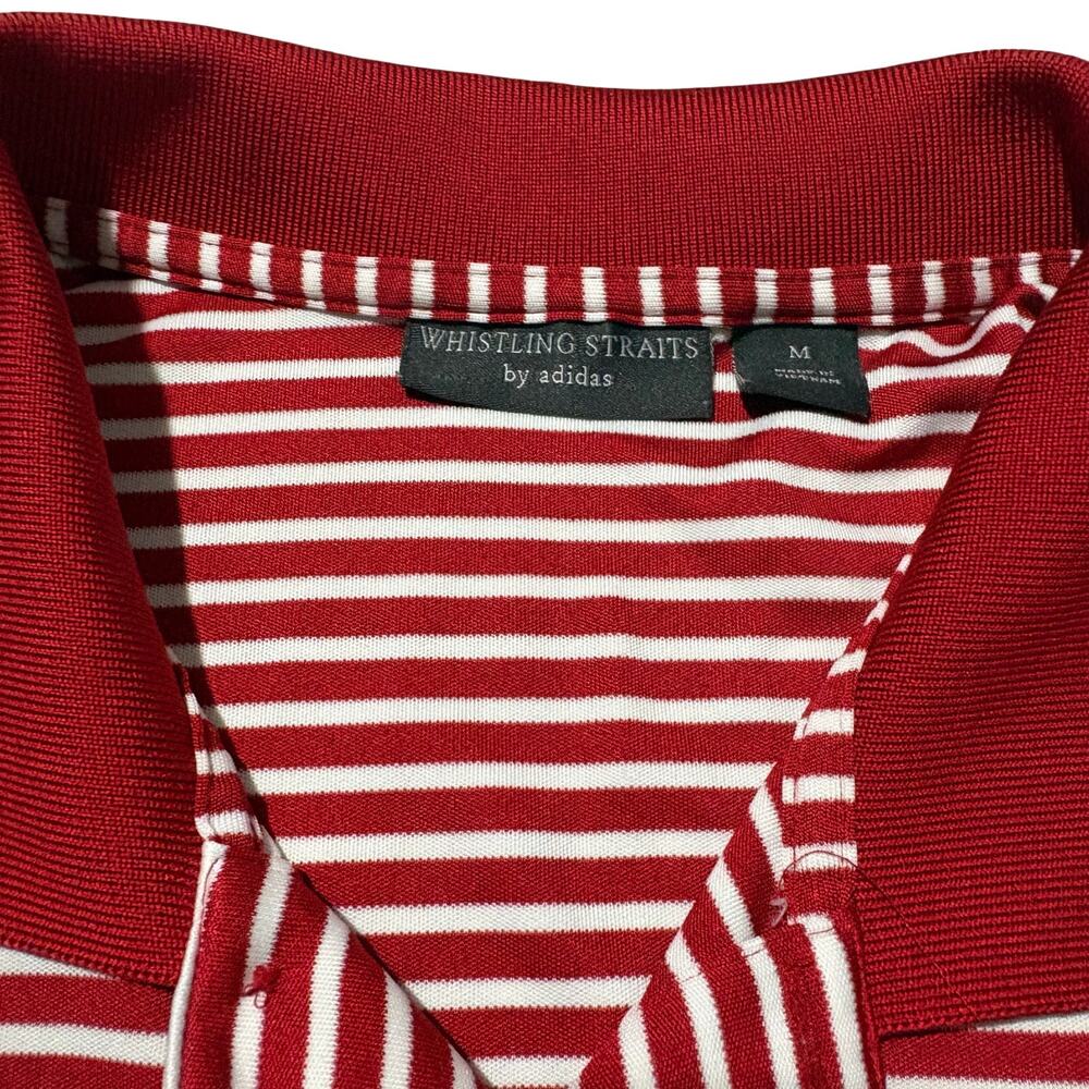 Whistling Straits by adidas Red White Stripe Polo Golf Course PGA Men’s Medium - Picture 3 of 7